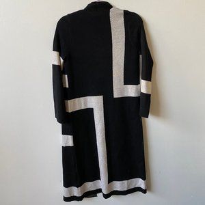 vertigo open front allover print cardigan